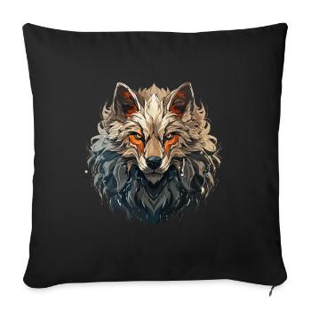Wolf - Illustration - Sofakissenbezug 45 x 45 cm - Schwarz - Vorne