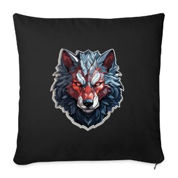 Wolf - Illustration - Sofakissenbezug 45 x 45 cm - Schwarz - Vorne