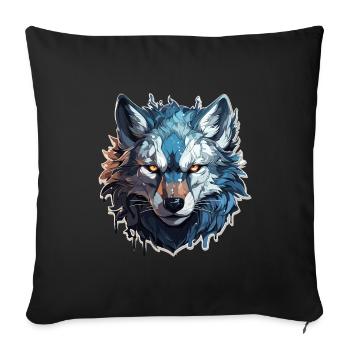 Wolf - Illustration - Sofa pillowcase 17,3'' x 17,3'' (45 x 45 cm) - black - Front