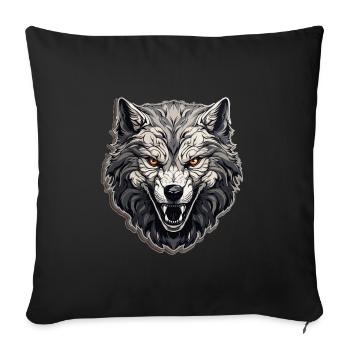 Wolf - Illustration - Sofakissenbezug 45 x 45 cm - Schwarz - Vorne