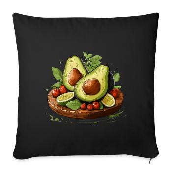 Avocado - Illustration - Sofa pillowcase 17,3'' x 17,3'' (45 x 45 cm) - black - Front