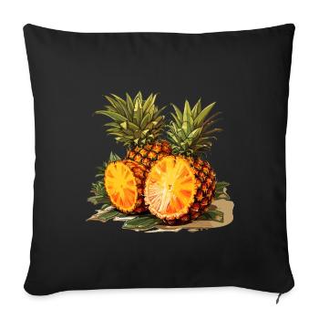 Pineapple - illustration - Sofa pillowcase 17,3'' x 17,3'' (45 x 45 cm) - black - Front