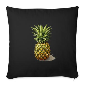 Pineapple - illustration - Sofa pillowcase 17,3'' x 17,3'' (45 x 45 cm) - black - Front