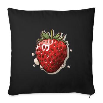 Strawberry - illustration - Sofa pillowcase 17,3'' x 17,3'' (45 x 45 cm) - black - Front