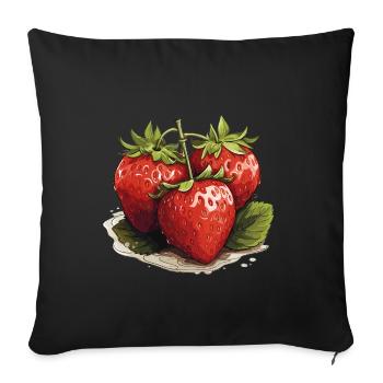Strawberry - illustration - Sofa pillowcase 17,3'' x 17,3'' (45 x 45 cm) - black - Front