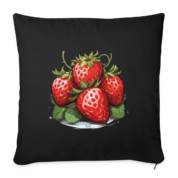 Strawberry - illustration - Sofa pillowcase 17,3'' x 17,3'' (45 x 45 cm) - black - Front