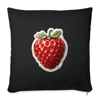 Strawberry - illustration - Sofa pillowcase 17,3'' x 17,3'' (45 x 45 cm) - black - Front