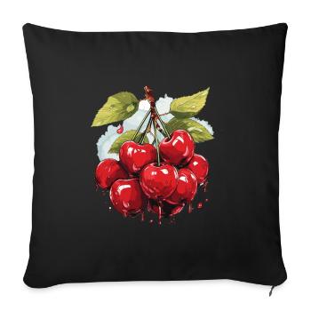 Cherry - illustration - Sofa pillowcase 17,3'' x 17,3'' (45 x 45 cm) - black - Front
