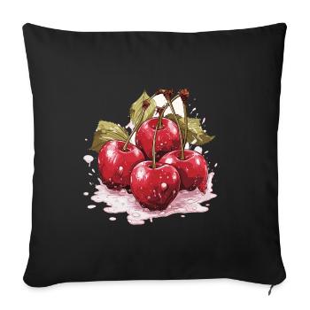 Cherry - illustration - Sofa pillowcase 17,3'' x 17,3'' (45 x 45 cm) - black - Front