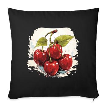Cherry - illustration - Sofa pillowcase 17,3'' x 17,3'' (45 x 45 cm) - black - Front