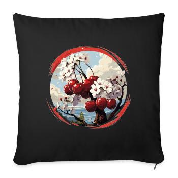 Cherry - illustration - Sofa pillowcase 17,3'' x 17,3'' (45 x 45 cm) - black - Front