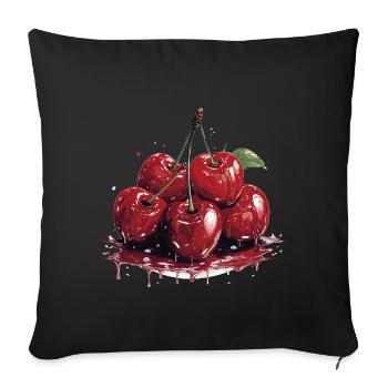 Cherry - illustration - Sofa pillowcase 17,3'' x 17,3'' (45 x 45 cm) - black - Front