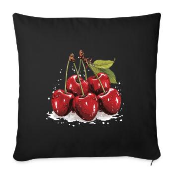 Cherry - illustration - Sofa pillowcase 17,3'' x 17,3'' (45 x 45 cm) - black - Front