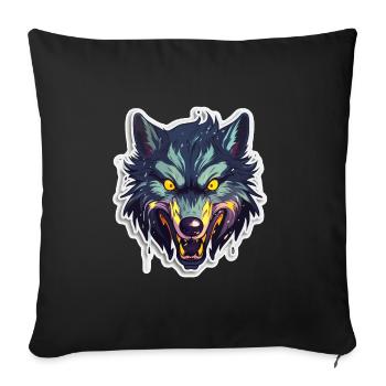 Wolf - Illustration - Sofakissenbezug 45 x 45 cm - Schwarz - Vorne