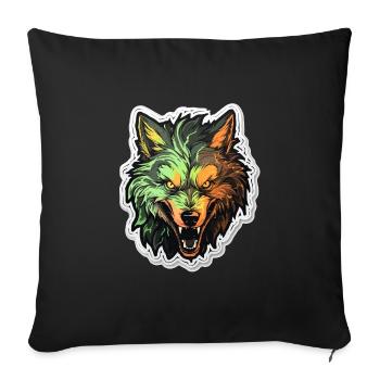 Wolf - Illustration - Sofakissenbezug 45 x 45 cm - Schwarz - Vorne