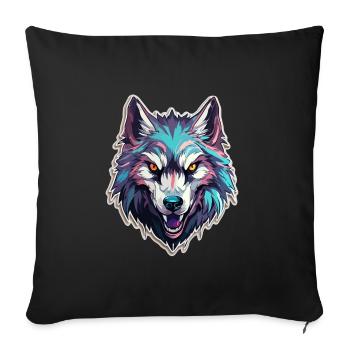 Wolf - Illustration - Sofakissenbezug 45 x 45 cm - Schwarz - Vorne