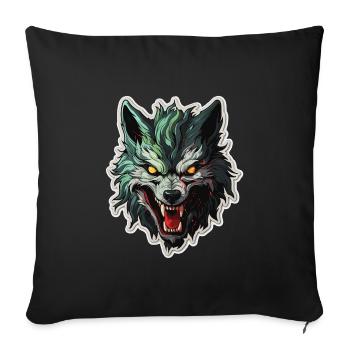 Wolf - Illustration - Sofakissenbezug 45 x 45 cm - Schwarz - Vorne