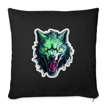 Wolf - Illustration - Sofakissenbezug 45 x 45 cm - Schwarz - Vorne