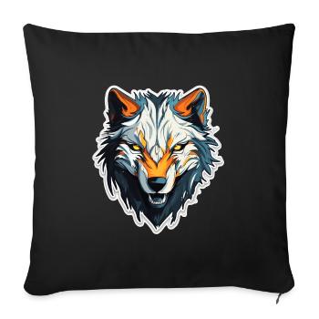 Wolf - Illustration - Sofa pillowcase 17,3'' x 17,3'' (45 x 45 cm) - black - Front