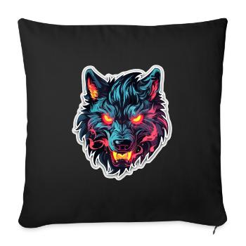 Wolf - Illustration - Sofakissenbezug 45 x 45 cm - Schwarz - Vorne