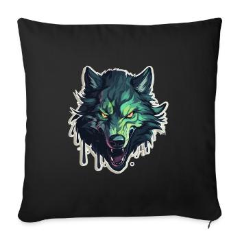 Wolf - Illustration - Sofakissenbezug 45 x 45 cm - Schwarz - Vorne