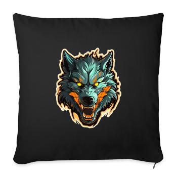 Wolf - Illustration - Sofakissenbezug 45 x 45 cm - Schwarz - Vorne