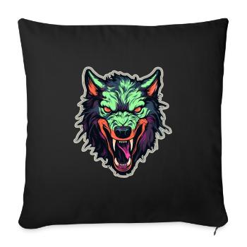 Wolf - Illustration - Sofakissenbezug 45 x 45 cm - Schwarz - Vorne