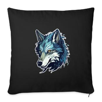 Wolf - Illustration - Sofakissenbezug 45 x 45 cm - Schwarz - Vorne
