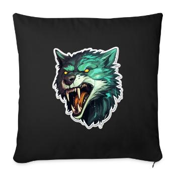 Wolf - Illustration - Sofa pillowcase 17,3'' x 17,3'' (45 x 45 cm) - black - Front