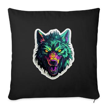 Wolf - Illustration - Sofakissenbezug 45 x 45 cm - Schwarz - Vorne