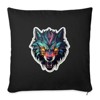 Wolf - Illustration - Sofakissenbezug 45 x 45 cm - Schwarz - Vorne