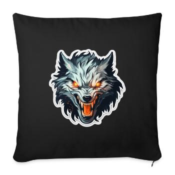 Wolf - Illustration - Sofakissenbezug 45 x 45 cm - Schwarz - Vorne