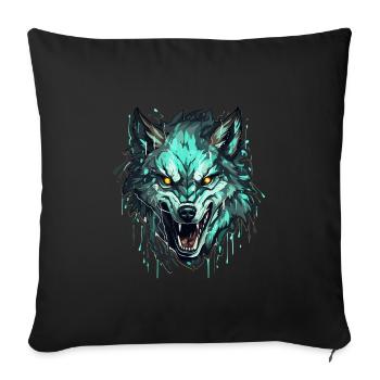 Wolf - Illustration - Sofakissenbezug 45 x 45 cm - Schwarz - Vorne