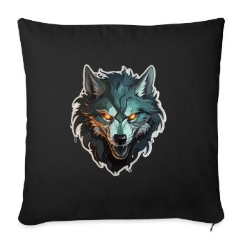 Wolf - Illustration - Sofakissenbezug 45 x 45 cm - Schwarz - Vorne