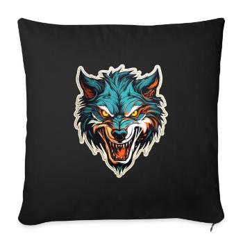 Wolf - Illustration - Sofa pillowcase 17,3'' x 17,3'' (45 x 45 cm) - black - Front
