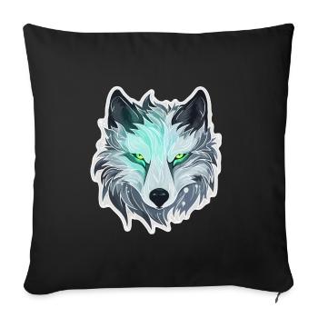 Wolf - Illustration - Sofakissenbezug 45 x 45 cm - Schwarz - Vorne