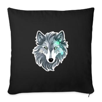 Wolf - Illustration - Sofakissenbezug 45 x 45 cm - Schwarz - Vorne