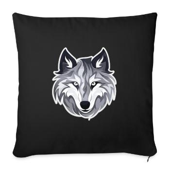 Wolf - Illustration - Sofakissenbezug 45 x 45 cm - Schwarz - Vorne