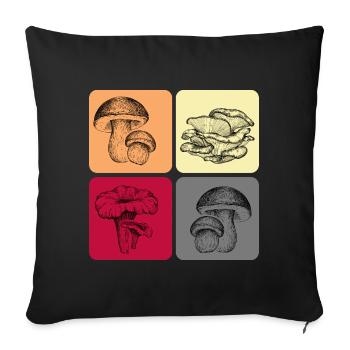 Mushrooms Mushroom connoisseurs Mushroom season Mushroom pickers - Sofa pillowcase 17,3'' x 17,3'' (45 x 45 cm) - black - Front