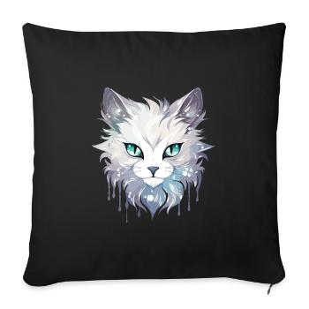 Chat - illustration - Housse de coussin décorative 45 x 45 cm - noir - Devant