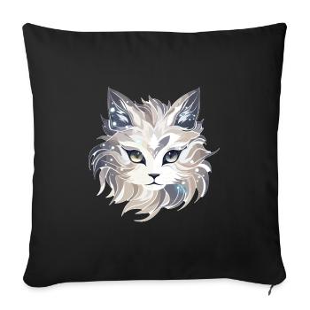 Chat - illustration - Housse de coussin décorative 45 x 45 cm - noir - Devant