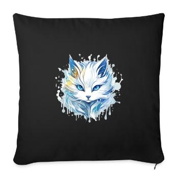 Chat - illustration - Housse de coussin décorative 45 x 45 cm - noir - Devant