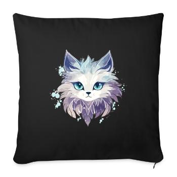 Chat - illustration - Housse de coussin décorative 45 x 45 cm - noir - Devant