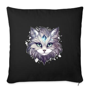 Chat - illustration - Housse de coussin décorative 45 x 45 cm - noir - Devant