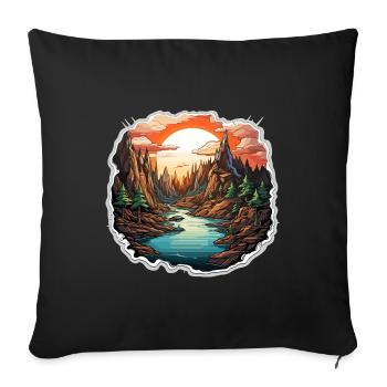 Landschaft - Illustration - Sofakissenbezug 45 x 45 cm - Schwarz - Vorne