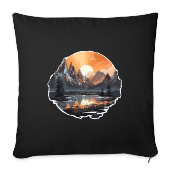 Landschaft - Illustration - Sofakissenbezug 45 x 45 cm - Schwarz - Vorne