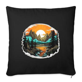 Landschaft - Illustration - Sofakissenbezug 45 x 45 cm - Schwarz - Vorne