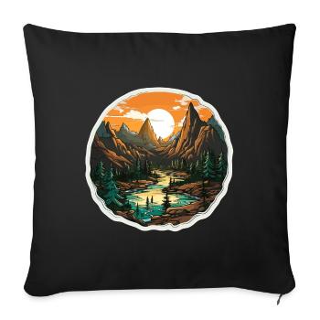 Landscape - Illustration - Sofa pillowcase 17,3'' x 17,3'' (45 x 45 cm) - black - Front