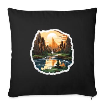 Landscape - Illustration - Sofa pillowcase 17,3'' x 17,3'' (45 x 45 cm) - black - Front