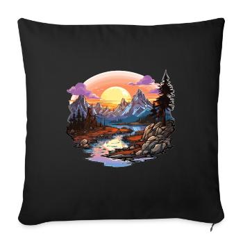 Landschaft - Illustration - Sofakissenbezug 45 x 45 cm - Schwarz - Vorne